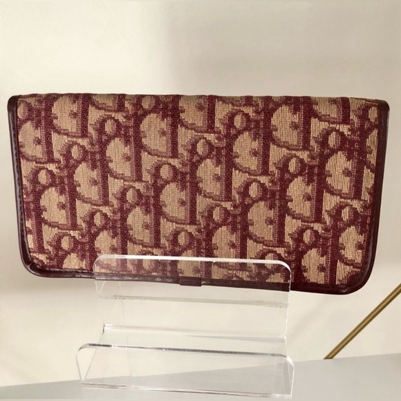 Dior Vintage Trotter Burgundy Clutch w Unbranded Chain - Picture 2 of 11